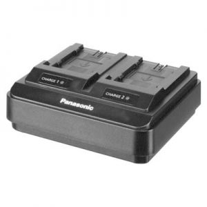 Das Panasonic AG-BRD50 ist ein Dual Ladegerät für den Akku, welches beim Verleih mitgeliefert wird.